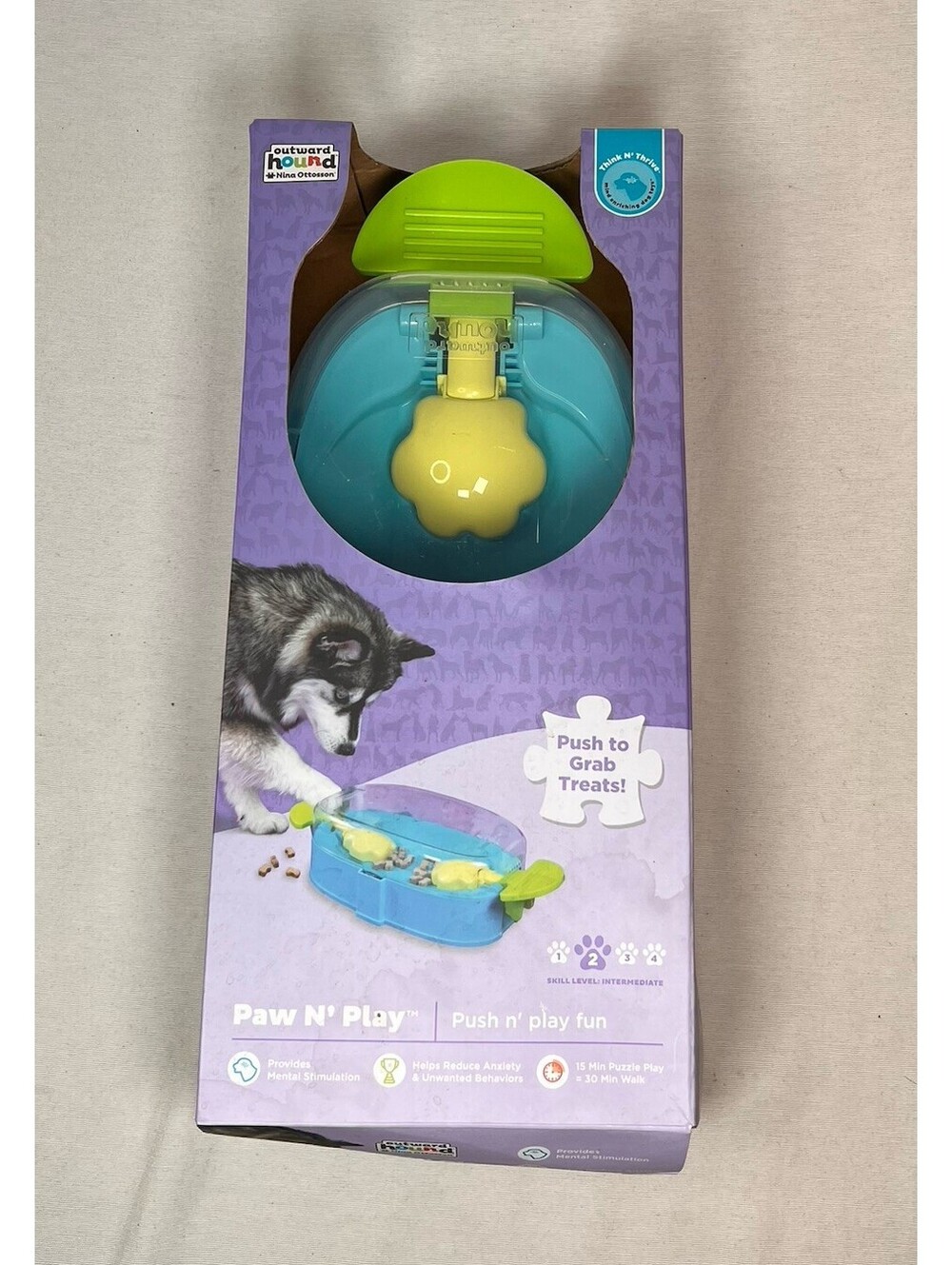 Outward Hound Paw N Play Dog Toy New In Box Hungry Hand Game Treat Dispenser